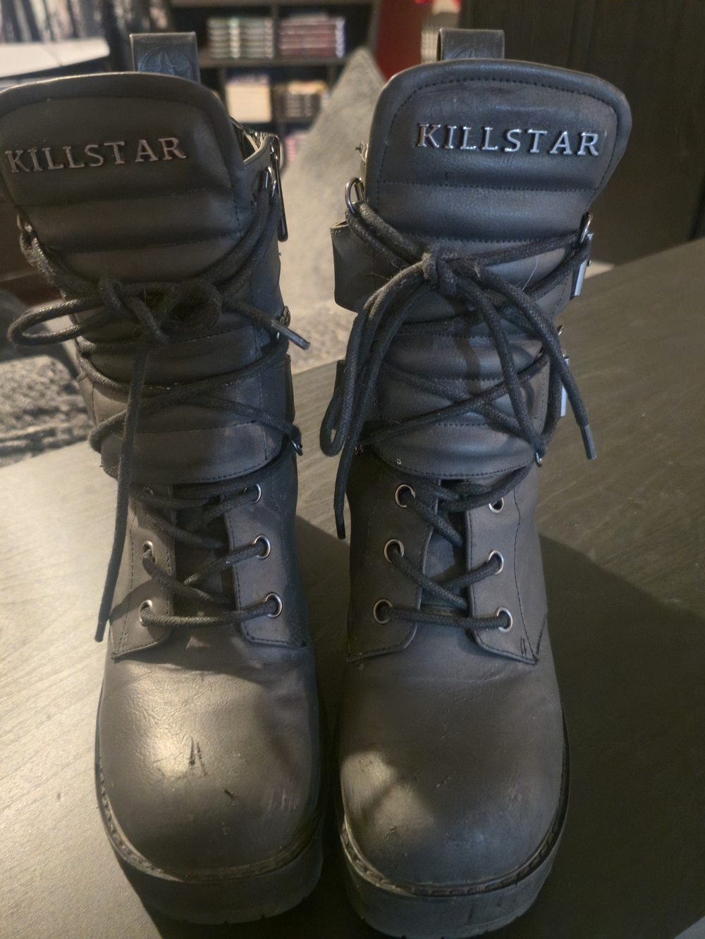 Killstar JUNO BOOTS / Black Platform Combat Boots - Women's Lace-Up Ankle Boot - Picture 2 of 3